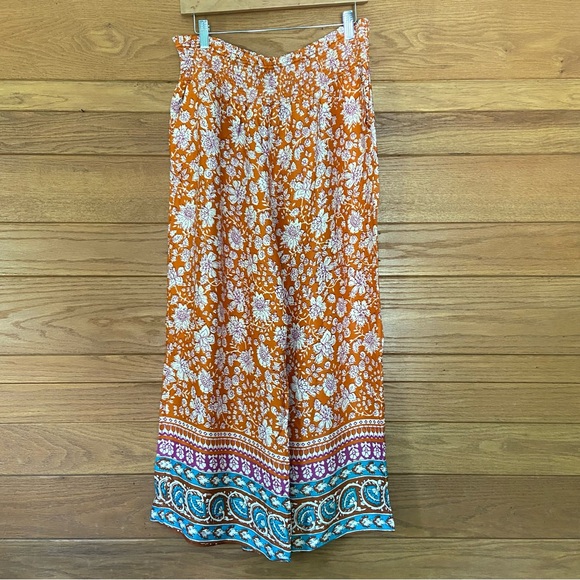 Maeve Saria orangle floral print pull on pants - Picture 2 of 7